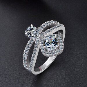 New S925 Silver Women's Diamond Ring